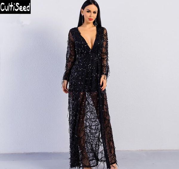 casual dresses cultiseed 2021 female deep v-neck sequined tassel party long clothes women high split hollo out dress fashion, Black;gray
casual dresses cultiseed 2021 female deep v-neck sequined tassel party long clothes women high split hollo out dress fashion, Black;gray