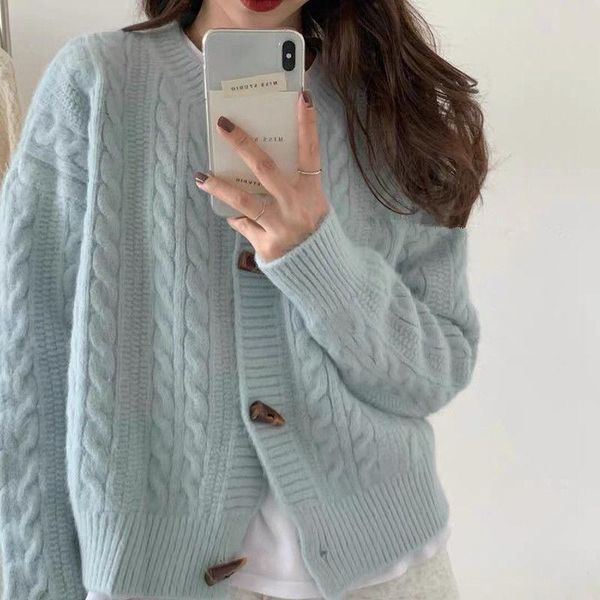 women's knits & tees 2021 autumn women fashion single breasted short cardigan solid long sleeve loose female knitted sweater q755, White
women's knits & tees 2021 autumn women fashion single breasted short cardigan solid long sleeve loose female knitted sweater q755, White