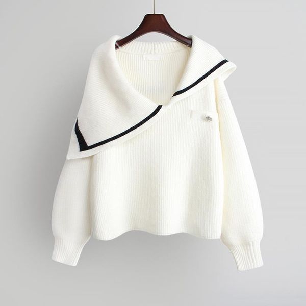 women's sweaters loose sailor collar pullover women patchwork long sleeve knitwear casual spring large size knitted sweater female x75, White;black
women's sweaters loose sailor collar pullover women patchwork long sleeve knitwear casual spring large size knitted sweater female x75, White;black