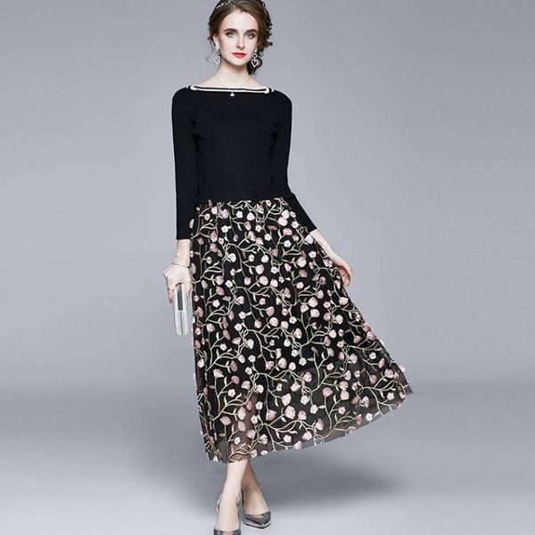 casual dresses women fashion knitting sweater patchwork mesh holiday dress 2021 ladies embroidery flowers midi party, Black;gray
casual dresses women fashion knitting sweater patchwork mesh holiday dress 2021 ladies embroidery flowers midi party, Black;gray
