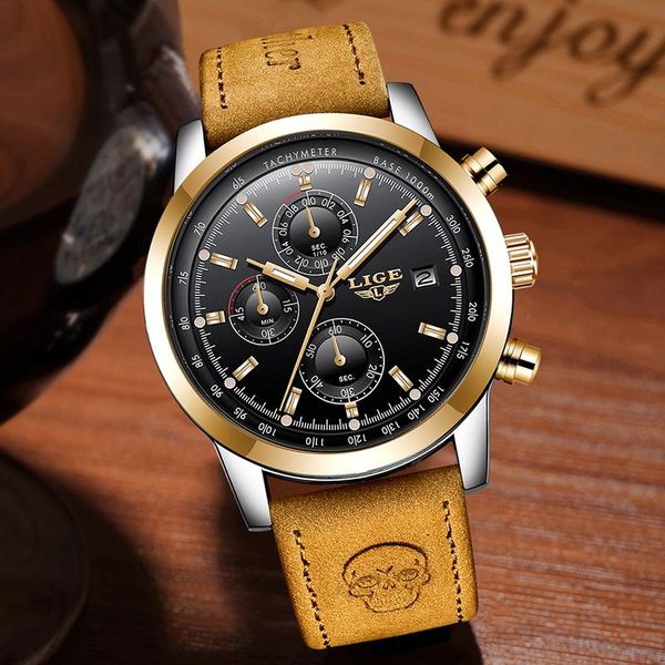 wristwatches reloje 2021 lige men watch male leather automatic date quartz watches mens waterproof sport clock relogio masculin, Slivery;brown
wristwatches reloje 2021 lige men watch male leather automatic date quartz watches mens waterproof sport clock relogio masculin, Slivery;brown