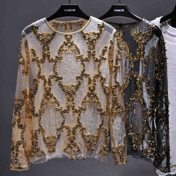 luxury women crystal sequins embroidery blouse lace geometric heavy beads shirts blusas camisa clubs hollow 2021, White
luxury women crystal sequins embroidery blouse lace geometric heavy beads shirts blusas camisa clubs hollow 2021, White