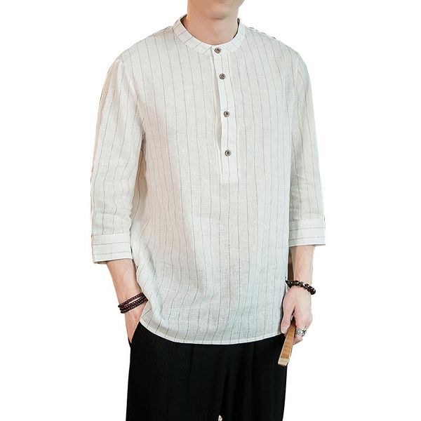 men's casual shirts 2021 striped shirt fashion men cotton linen button chic high street male three quarter -5xl, White;black
men's casual shirts 2021 striped shirt fashion men cotton linen button chic high street male three quarter -5xl, White;black