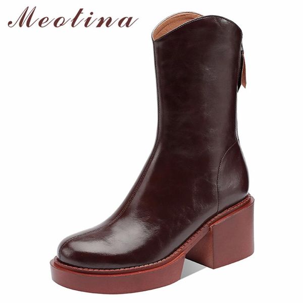 boots meotina women genuine leather western round toe zipper shoes platform thick high heel short autumn winter wine red, Black
boots meotina women genuine leather western round toe zipper shoes platform thick high heel short autumn winter wine red, Black