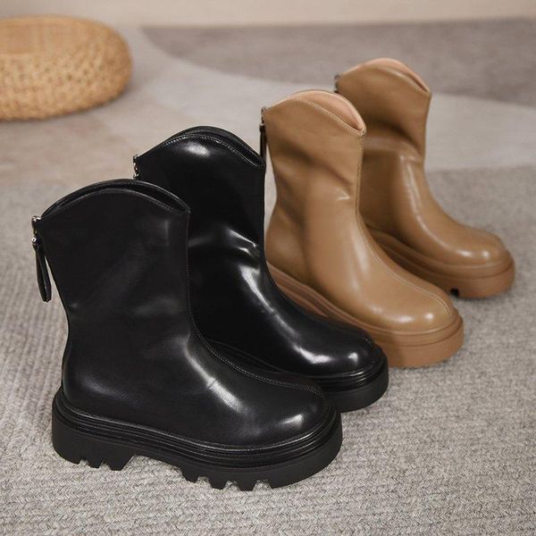 boots women's autumn back zip shoes boots-women zipper round toe winter footwear rubber lolita leather rock low ladies 2021 mid, Black
boots women's autumn back zip shoes boots-women zipper round toe winter footwear rubber lolita leather rock low ladies 2021 mid, Black