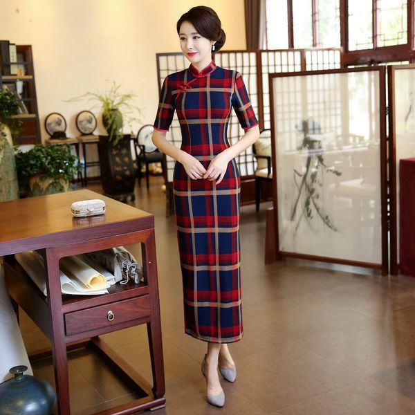ethnic clothing chinese vintage plaid cheongsam long casual dress women slim cutton qipao plus size 3xl 4xl spring autumn vestidos, Red
ethnic clothing chinese vintage plaid cheongsam long casual dress women slim cutton qipao plus size 3xl 4xl spring autumn vestidos, Red