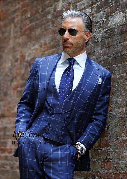men's suits & blazers classic plaid royal blue men 3 pieces set male prom party blazer handsome groom tuxedos formal business terno mas, White;black
men's suits & blazers classic plaid royal blue men 3 pieces set male prom party blazer handsome groom tuxedos formal business terno mas, White;black