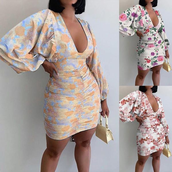 casual dresses women deep v neck floral print long lantern sleeve ruched dress 2021 summer elegant female bodycon party vestido, Black;gray
casual dresses women deep v neck floral print long lantern sleeve ruched dress 2021 summer elegant female bodycon party vestido, Black;gray