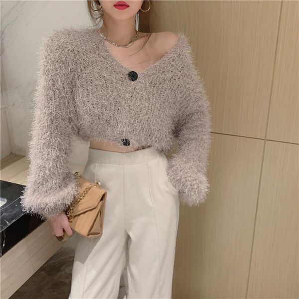 women's knits & tees hzirip 2021 autumn women sweater v-neck solid color short minimalist fashion all-match basic elegant sweet female, White
women's knits & tees hzirip 2021 autumn women sweater v-neck solid color short minimalist fashion all-match basic elegant sweet female, White