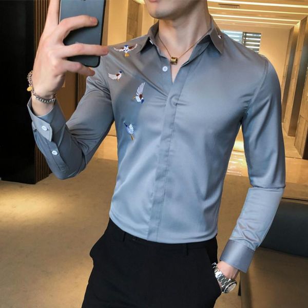 mens casual shirts embroidery men solid color male business formal dress long sleeve slim fit shirt chemise homme, White;black
mens casual shirts embroidery men solid color male business formal dress long sleeve slim fit shirt chemise homme, White;black