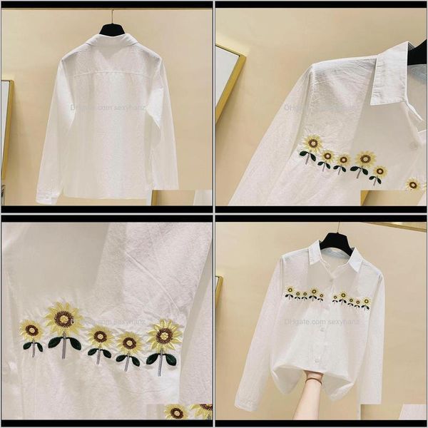 blouses clothing apparel drop delivery korean style 2021 autumn fashion womens long sleeves turn down collar embroidery flower shirts ladies, White
blouses clothing apparel drop delivery korean style 2021 autumn fashion womens long sleeves turn down collar embroidery flower shirts ladies, White