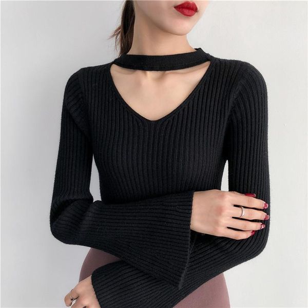 women's sweaters basic sweater women pullover knitted bell sleeve v-neck autumn winter soft elasticity pull femme, White;black
women's sweaters basic sweater women pullover knitted bell sleeve v-neck autumn winter soft elasticity pull femme, White;black
