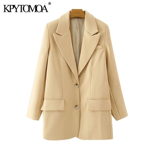 women fashion single breasted loose fitting blazer coat vintage long sleeve pockets female outerwear chic 210421, White;black
women fashion single breasted loose fitting blazer coat vintage long sleeve pockets female outerwear chic 210421, White;black