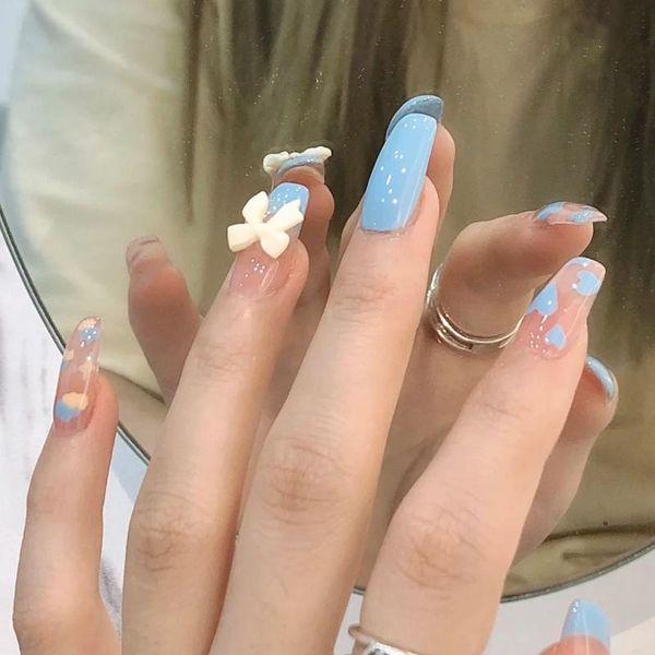 false nails 24pcs blue bow nail patch love heart printed glue type removable long paragraph fashion manicure fake, Red;gold
false nails 24pcs blue bow nail patch love heart printed glue type removable long paragraph fashion manicure fake, Red;gold