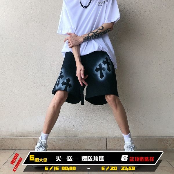 crosin whoa high street cross print men's loose vibe denim shorts trendy capris, White;black
crosin whoa high street cross print men's loose vibe denim shorts trendy capris, White;black
