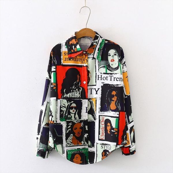 fashion vintage cartoon print lapel women shirt loose single breasted floral long sleeve, White
fashion vintage cartoon print lapel women shirt loose single breasted floral long sleeve, White