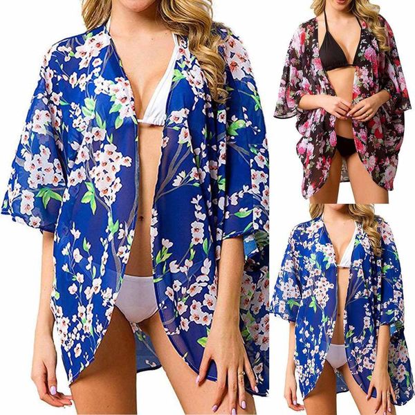 women's swimwear chiffon open cover ups 2021 women summer beach printed front holiday loose casual thin blouse beachwear tunic, White;black
women's swimwear chiffon open cover ups 2021 women summer beach printed front holiday loose casual thin blouse beachwear tunic, White;black