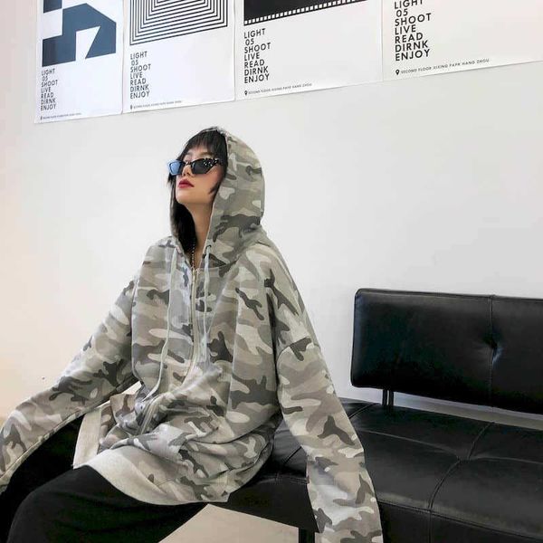 hoodies women chic spring autumn bf street port style couple sports cardigan loose camouflage student sweater hooded jacket fem 210526, Black
hoodies women chic spring autumn bf street port style couple sports cardigan loose camouflage student sweater hooded jacket fem 210526, Black