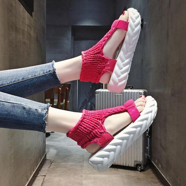sandals roman ladies summer student fashion all-match elastic cloth thick bottom 5 cm solid color open toe casual beach sandals., Black
sandals roman ladies summer student fashion all-match elastic cloth thick bottom 5 cm solid color open toe casual beach sandals., Black