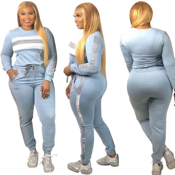 est bling sequins panelled women two-piece tracksuits veet long sleeves tees pockets pants autumn casual sports outfits, Gray
est bling sequins panelled women two-piece tracksuits veet long sleeves tees pockets pants autumn casual sports outfits, Gray