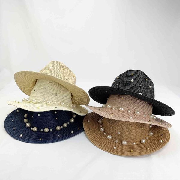 new style small fragrant nail pearl designer sunshade lady summer beach hat casual british jazz, Yellow
new style small fragrant nail pearl designer sunshade lady summer beach hat casual british jazz, Yellow