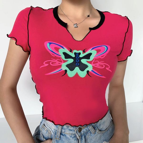 women's oversized t-shirt summer clothes anime red butterfly wrap embroidered for women ruffle blouse with short sleeve 1/4 zip button, White
women's oversized t-shirt summer clothes anime red butterfly wrap embroidered for women ruffle blouse with short sleeve 1/4 zip button, White