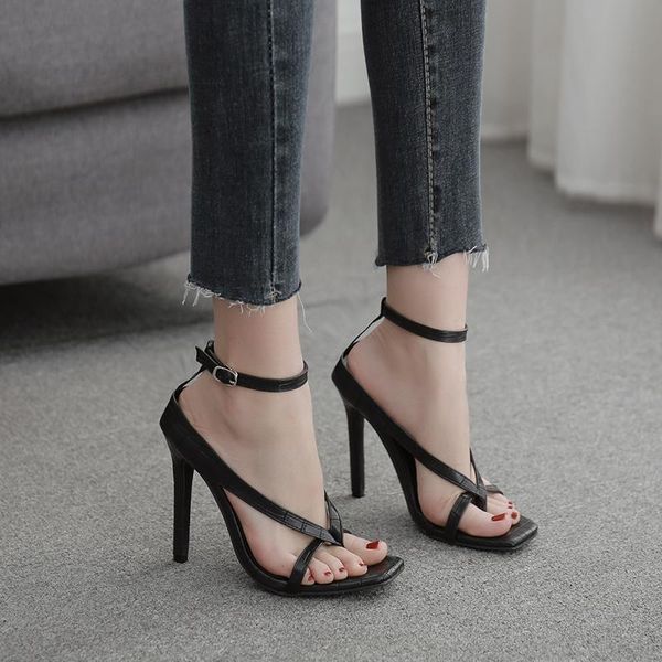 stone pattern flip-flops stiletto high-heeled women's sandals instep straps square toe shoes with buckle plaid, Black
stone pattern flip-flops stiletto high-heeled women's sandals instep straps square toe shoes with buckle plaid, Black