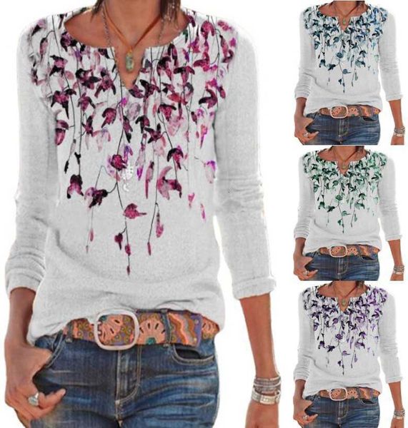 2021 large autumn women's v-neck printed long sleeve casual loose bottomed t-shirt women, White
2021 large autumn women's v-neck printed long sleeve casual loose bottomed t-shirt women, White