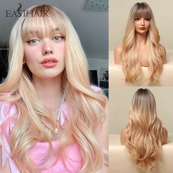 long yellow blonde ombre wig wavy synthetic wigs for women natural hair wig with bangs heat resistant daily cosplay wig, Black
long yellow blonde ombre wig wavy synthetic wigs for women natural hair wig with bangs heat resistant daily cosplay wig, Black
