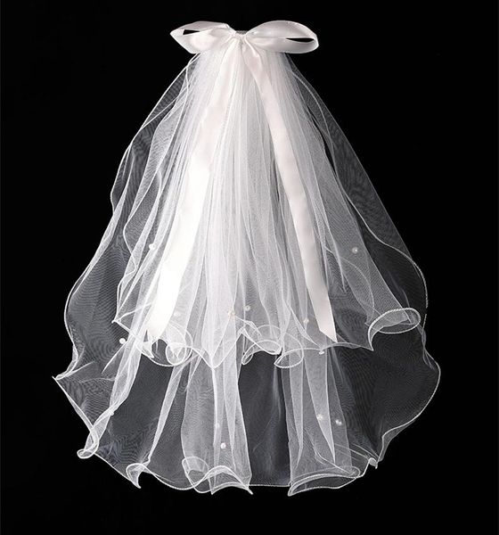 bridal veils elegant short shoulder length two layers pearls beaded bow wedding veil with comb accessories, Black
bridal veils elegant short shoulder length two layers pearls beaded bow wedding veil with comb accessories, Black
