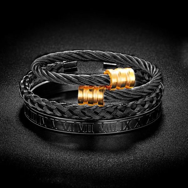 charm bracelets classic men bracelet jewelry vintage personality roman alphabet woven square stainless steel bangles 3pcs/set for, Golden;silver
charm bracelets classic men bracelet jewelry vintage personality roman alphabet woven square stainless steel bangles 3pcs/set for, Golden;silver