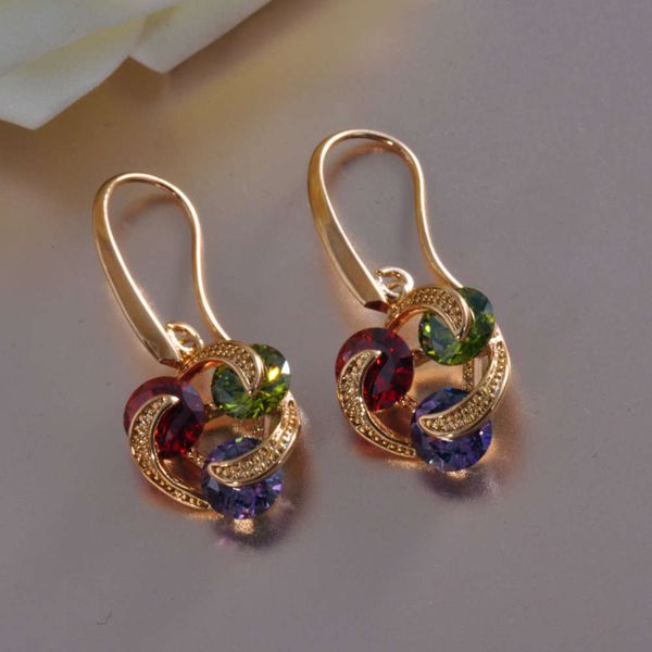 wedding vintage boho female rainbow zircon flower orrbel fashion yellow gold color small stone earrings for women, Golden
wedding vintage boho female rainbow zircon flower orrbel fashion yellow gold color small stone earrings for women, Golden
