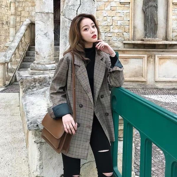 women's suits & blazers vintage plaid women blazer jacket 2021 coat fashion houndstooth office long sleeve loose lattice casual, White;black
women's suits & blazers vintage plaid women blazer jacket 2021 coat fashion houndstooth office long sleeve loose lattice casual, White;black