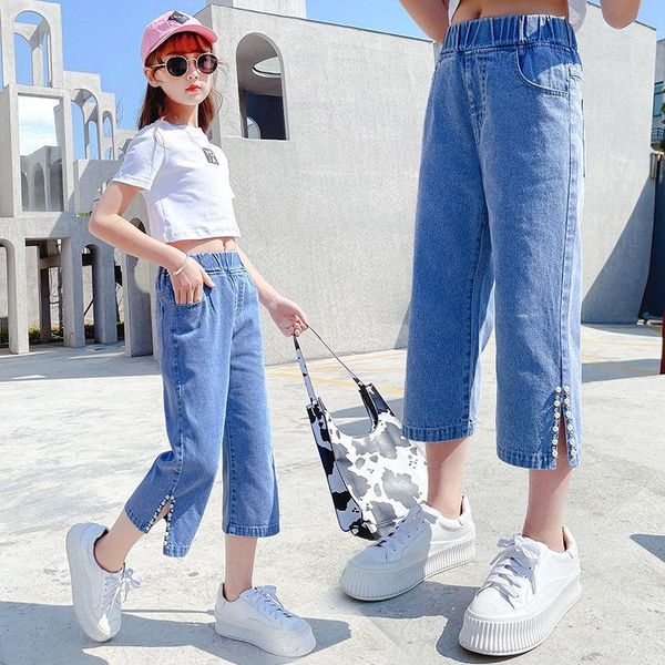 summer capri pants for teen girls fashion korean style pearl straight high waist jeans children solid color trousers 4-14yrs, Blue
summer capri pants for teen girls fashion korean style pearl straight high waist jeans children solid color trousers 4-14yrs, Blue