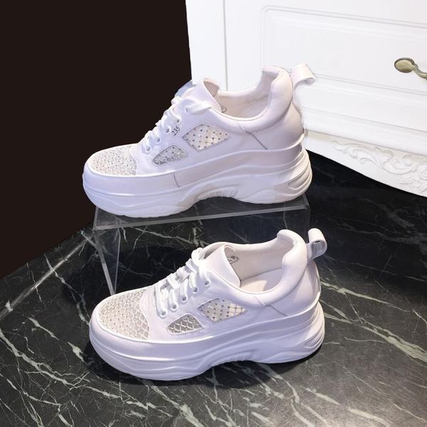 women's summer breathable mesh white shoes thick soled casual pantshoes street fashion high platform lady crystal dress, Black
women's summer breathable mesh white shoes thick soled casual pantshoes street fashion high platform lady crystal dress, Black