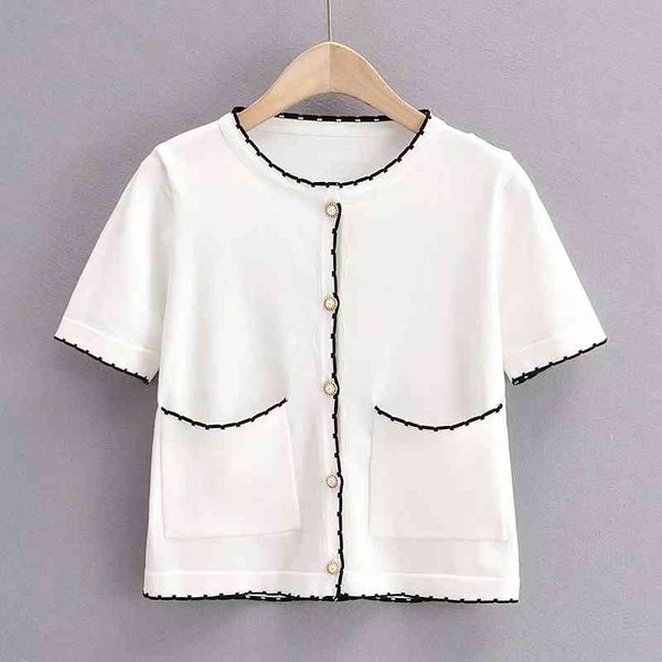 women elegant simple cardigan summer sweater short sleeve shirt o-neck knitted blouse single breasted 210521, White
women elegant simple cardigan summer sweater short sleeve shirt o-neck knitted blouse single breasted 210521, White