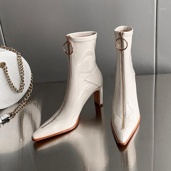 boots autumn winter women ankle patent leather thick heels stretch zipper high heel shoes lady short size 34-391, Black
boots autumn winter women ankle patent leather thick heels stretch zipper high heel shoes lady short size 34-391, Black
