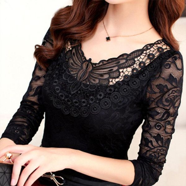 women's blouses & shirts s-5xl plus size spring summer fashion women elegant black lace blouse shirt long sleeve clothing df2313, White
women's blouses & shirts s-5xl plus size spring summer fashion women elegant black lace blouse shirt long sleeve clothing df2313, White