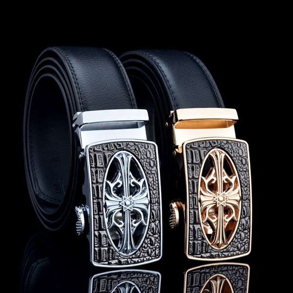 belt high grade men's business leisure leather with cross and automatic buckle belt, Black;brown
belt high grade men's business leisure leather with cross and automatic buckle belt, Black;brown