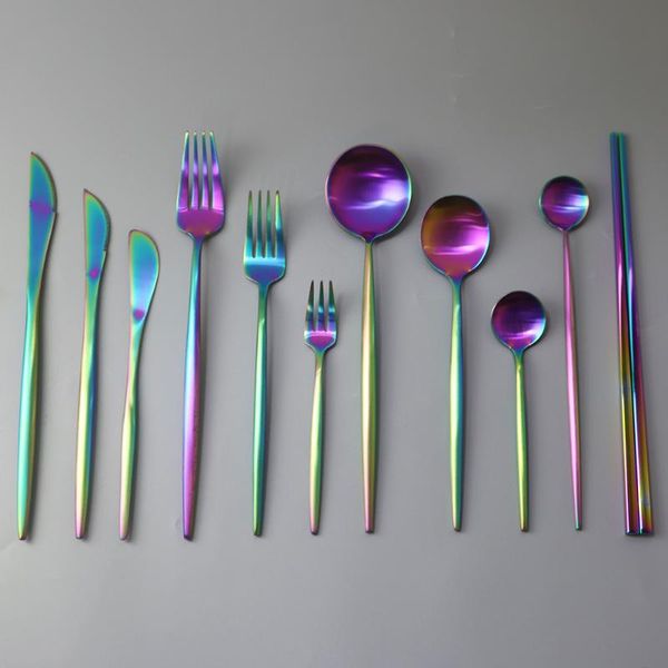 dinnerware sets colorful cutlery set forks knives spoons 18/10 stainless steel dinner tableware flatware chopsticks drop
dinnerware sets colorful cutlery set forks knives spoons 18/10 stainless steel dinner tableware flatware chopsticks drop