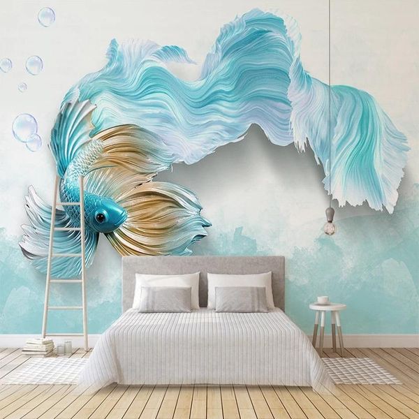 custom 3d self adhesive wallpaper modern abstract blue goldfish tv background living room bedroom waterproof papel de parede wallpapers
custom 3d self adhesive wallpaper modern abstract blue goldfish tv background living room bedroom waterproof papel de parede wallpapers