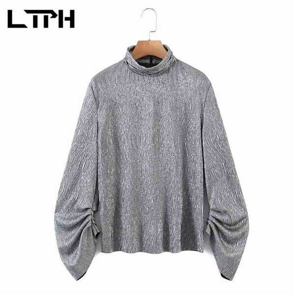 ltph fashion shiny silk texture womens and blouses long sleeve turtleneck shirts metallic all-match spring 210423, Black;gray
ltph fashion shiny silk texture womens and blouses long sleeve turtleneck shirts metallic all-match spring 210423, Black;gray