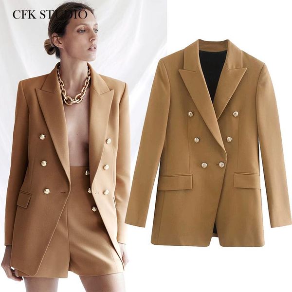 women blazer with turn-down collar double button long sleeve coat femme autumn casual office wear khaki oversize jacket women's suits &, White;black
women blazer with turn-down collar double button long sleeve coat femme autumn casual office wear khaki oversize jacket women's suits &, White;black
