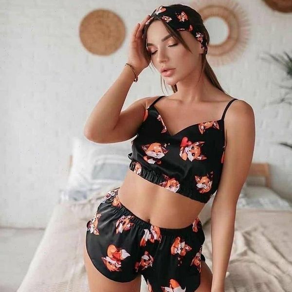 print cartoon fox satin pajamas womens sleepwears 2 piece set animales pj sets sleeveless crop corset pijamas shorts, Black;red
print cartoon fox satin pajamas womens sleepwears 2 piece set animales pj sets sleeveless crop corset pijamas shorts, Black;red