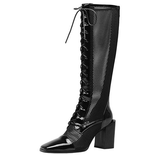 square toe knee high boots for women genuine leather chunky heels pumps 2021 platform night club summer, Black
square toe knee high boots for women genuine leather chunky heels pumps 2021 platform night club summer, Black