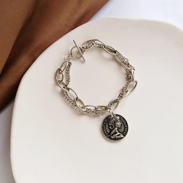fashion western style vintage hip hop double row coin charm bracelet 1758 link, chain, Black
fashion western style vintage hip hop double row coin charm bracelet 1758 link, chain, Black