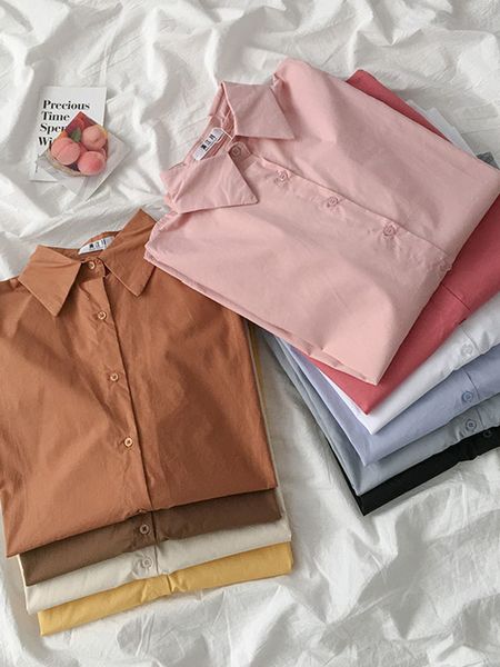 women's blouses & shirts design sense versatile casual shirt summer lapel single breasted loose blouser korean long sleeve outerwe, White
women's blouses & shirts design sense versatile casual shirt summer lapel single breasted loose blouser korean long sleeve outerwe, White