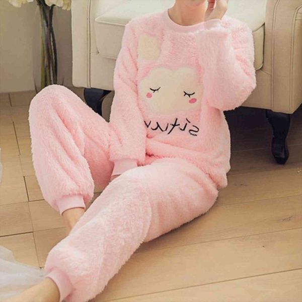 pajamas set autumn and womens sleepwears winter flannel long sleeved cute home sleepwear, Black;red
pajamas set autumn and womens sleepwears winter flannel long sleeved cute home sleepwear, Black;red