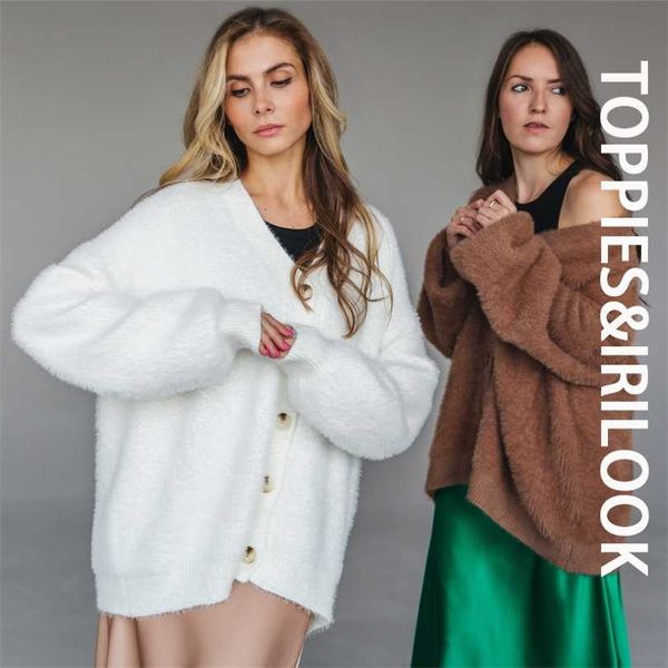 ies winter sweater cardigan women faux fur knitted button green warm 211018, White;black
ies winter sweater cardigan women faux fur knitted button green warm 211018, White;black