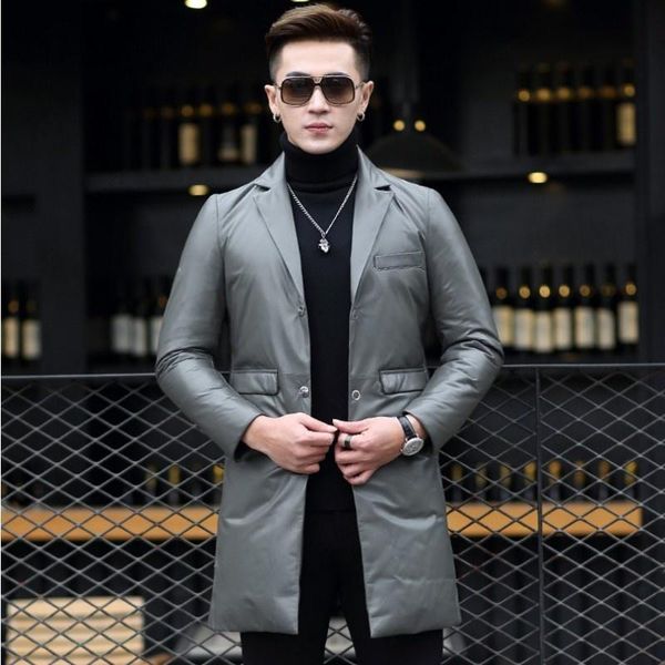 men's leather & faux real brand down coat men business casual lapel slim sheepskin jacket winter streetwear warm single breasted outwea, Black
men's leather & faux real brand down coat men business casual lapel slim sheepskin jacket winter streetwear warm single breasted outwea, Black
